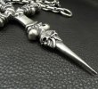 Photo8: 3 Skulls On 4 Heart Crown Long Cross Double Face Dagger With 2 Long Neck Bulldogs & Small Oval Links Necklace (8)