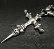 Photo6: 3 Skulls On 4 Heart Crown Long Cross Double Face Dagger With 2 Long Neck Bulldogs & Small Oval Links Necklace (6)