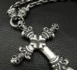 Photo16: 3 Skulls On 4 Heart Crown Long Cross Double Face Dagger With 2 Long Neck Bulldogs & Small Oval Links Necklace (16)