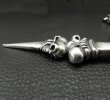 Photo15: 3 Skulls On 4 Heart Crown Long Cross Double Face Dagger With 2 Long Neck Bulldogs & Small Oval Links Necklace (15)