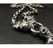 Photo13: 3 Skulls On 4 Heart Crown Long Cross Double Face Dagger With 2 Long Neck Bulldogs & Small Oval Links Necklace (13)