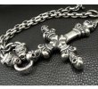 Photo11: 3 Skulls On 4 Heart Crown Long Cross Double Face Dagger With 2 Long Neck Bulldogs & Small Oval Links Necklace (11)