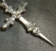 Photo12: 3 Skulls On Both Side 4 Heart Crown Cross Double Face Dagger & Bulldogs Small Oval Chain Links Necklace (12)