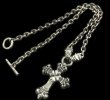 Photo1: 4Heart Crown Cross With 2 Bulldogs & 7Chain Necklace (1)