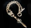 Photo8: Single Skull Dagger With 2 Single Skulls & Small Oval Chain Links Necklace (8)