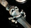 Photo7: Single Skull Dagger With 2 Single Skulls & Small Oval Chain Links Necklace (7)