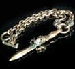 Photo4: Single Skull Dagger With 2 Single Skulls & Small Oval Chain Links Necklace (4)