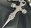 Photo6: Quarter Hammer Cross With Half 2Skull & Half Double Face Dagger With Quarter Skull & Small Oval Links Skull On Cross Oval Necklace (6)