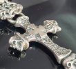 Photo2: Quarter Hammer Cross With Half 2Skull & Half Double Face Dagger With Quarter Skull & Small Oval Links Skull On Cross Oval Necklace (2)