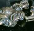 Photo6: Large Skull On 2 Skulls Hammer Cross Double Face Dagger With 2 Old Bulldogs Braid Leather Necklace (6)