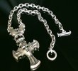 Photo15: Half Face On Battle-Ax Cross With 2 Long Neck Panthers  & Half Small Oval Chain Necklace (15)