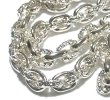 Photo5: Half Small Oval & Textured Small Oval Chain Links Necklace [Platinum Finish] (5)