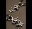 Photo4: Half Skull On Snake braid leather necklace (4)