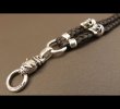 Photo2: Quarter Bulldog & ２Quarter Skulls braid leather necklace (2)