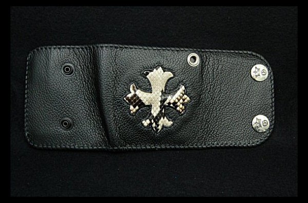 Photo1: Short Cross Inlay Buffalo Half Wallet (1)