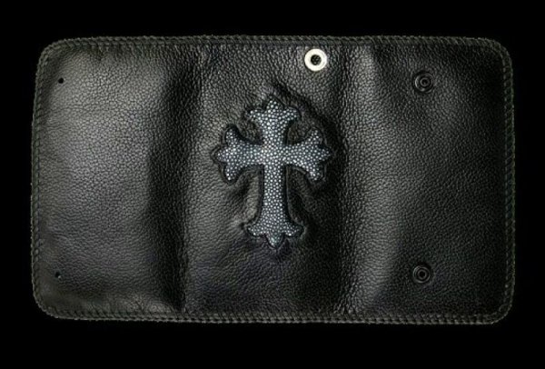 Photo1: Stingray Cross Inlay Buffalo Long Wallet (1)