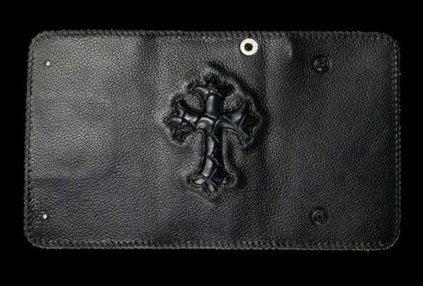 Photo1: Crocodile Cross Inlay Buffalo Long Wallet (1)