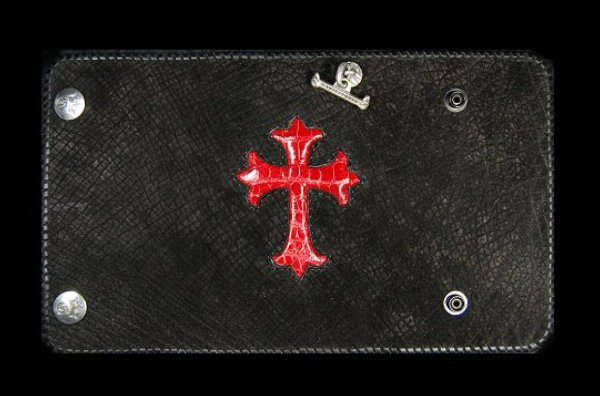 Photo1: Crocoddile Cross Inlay Hippo Long Wallet (1)