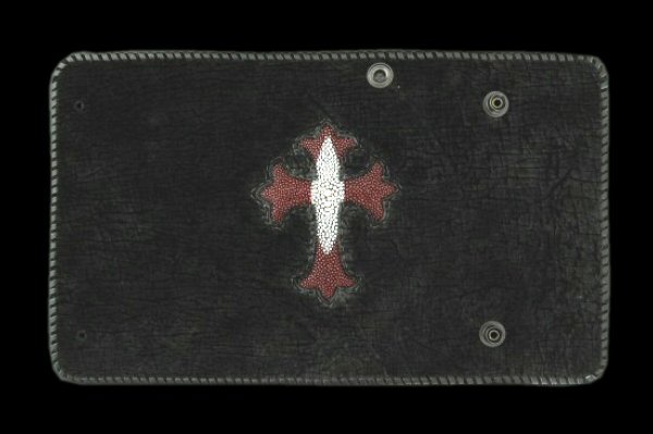 Photo1: Stingray(Star) Cross Inlay Hippo Long Wallet (1)