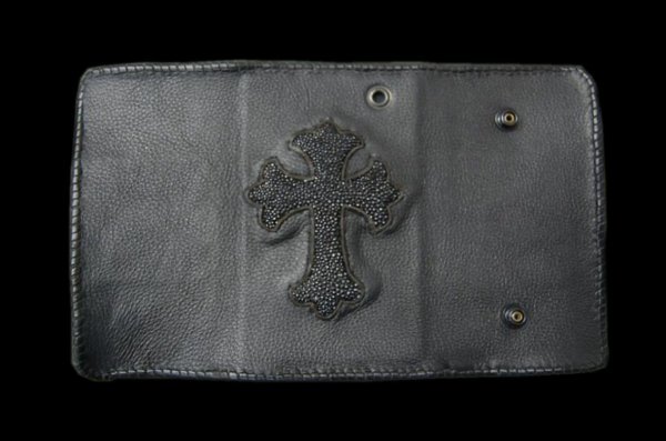 Photo1: Stingray Traditional Cross Inlay Buffalo Long Wallet (1)