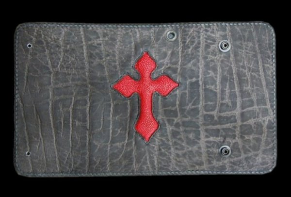 Photo1: Stingray 4Heart Cross Inlay Elephant Long Wallet (1)