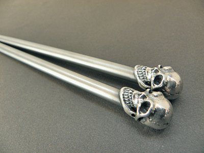 Photo3: Skull on chopsticks (Slant head)