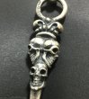 Photo2: Triple Skull With Crown Dagger Pendant (2)