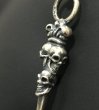 Photo16: Triple Skull With Crown Dagger Pendant (16)