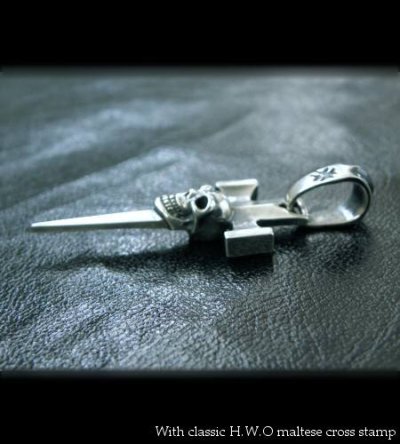 Photo1: Quarter Single Skull Dagger Square Bottom & H.W.O Pendant