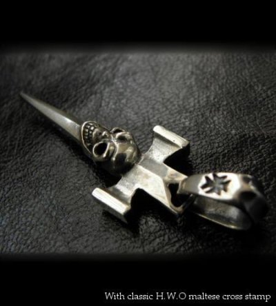 Photo2: Quarter Single Skull Dagger Square Bottom & H.W.O Pendant