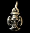 Photo1: Half Skull On Battle-Ax Pendant (1)