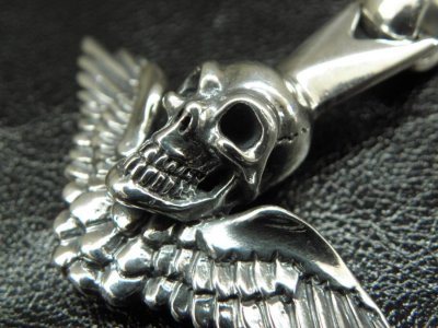 Photo1: Wing skull zip pull Pendant