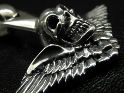 Photo2: Wing skull zip pull Pendant