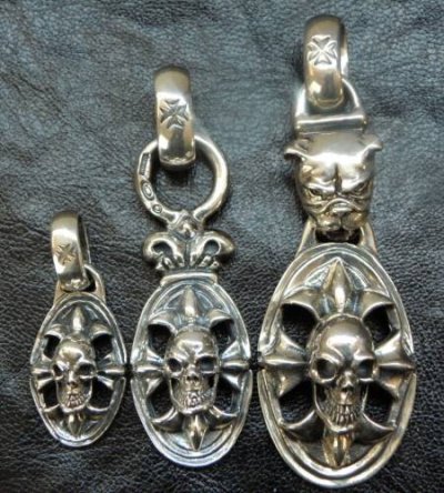 Photo1: Quarter Cross Oval On Skull With H.W.O Pendant