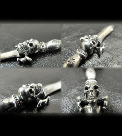 Photo2: One third Skull On Dagger Pendant With H.W.O