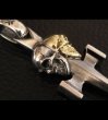 Photo10: 18k Gold Skull & Sterling Skull Double Face Square Bottom Dagger Pendant (10)