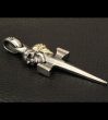 Photo4: 18k Gold Skull & Sterling Skull Double Face Square Bottom Dagger Pendant (4)