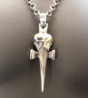 Photo18: 18k Gold Skull & Sterling Skull Double Face Square Bottom Dagger Pendant (18)