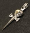 Photo14: 18k Gold Skull & Sterling Skull Double Face Square Bottom Dagger Pendant (14)