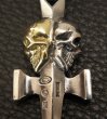 Photo7: 18k Gold Skull & Sterling Skull Double Face Square Bottom Dagger Pendant (7)