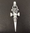 Photo11: Crown Single Skull Dagger Square Bottom With Chiseled Loop & H.W.O Pendant (11)