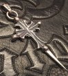 Photo6:  3Skull On 2inc Plain Grooved Cross With Single Skull Dagger Pendant (Quarter) (6)