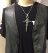 Photo11:  3Skull On 2inc Plain Grooved Cross With Single Skull Dagger Pendant (Quarter) (11)