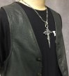 Photo10:  3Skull On 2inc Plain Grooved Cross With Single Skull Dagger Pendant (Quarter) (10)