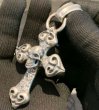 Photo14: Skull On Half 4Heart Chiseled Cross With Chevron Bail Pendant (14)