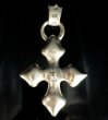 Photo2: 4 Heart Chiseled Short Cross With Chevron Bail Pendant (2)