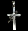 Photo1: Plain Cross With Rose Pendant [Large] (1)