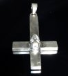 Photo3: Skull On Plain Petro Cross Pendant [Half] (3)