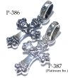 Photo12: 1/16  Long 4 Heart Crown Cross With H.W.O Pendant [Platinum finish] (12)