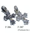 Photo13: 1/16  Long 4 Heart Crown Cross With H.W.O Pendant [Platinum finish] (13)